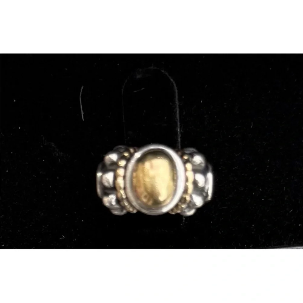 Vintage Lagos Caviar 18k Gold 750 .925 Sterling Silver Dome Ring Size 4.5